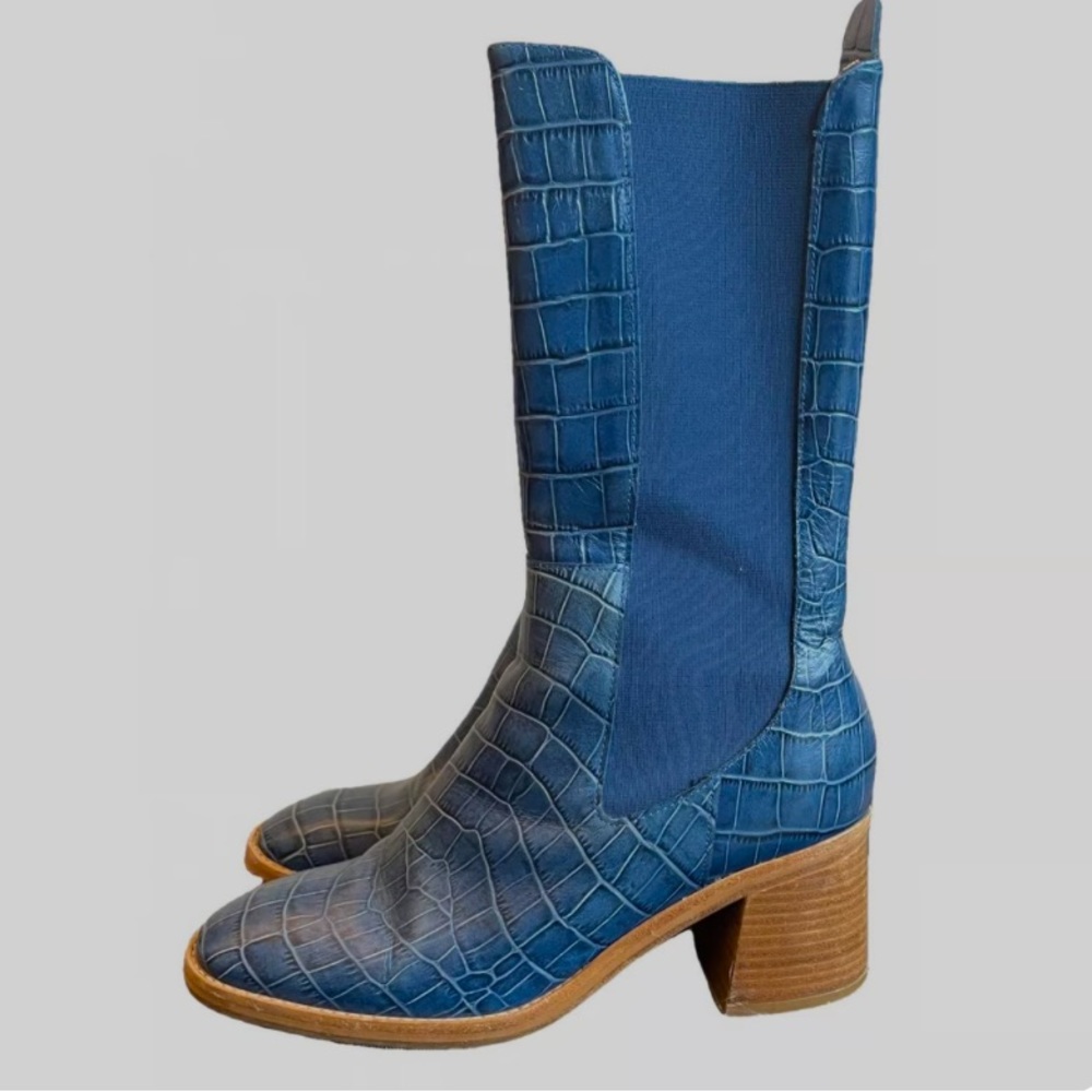 Miista blue croc tall boots